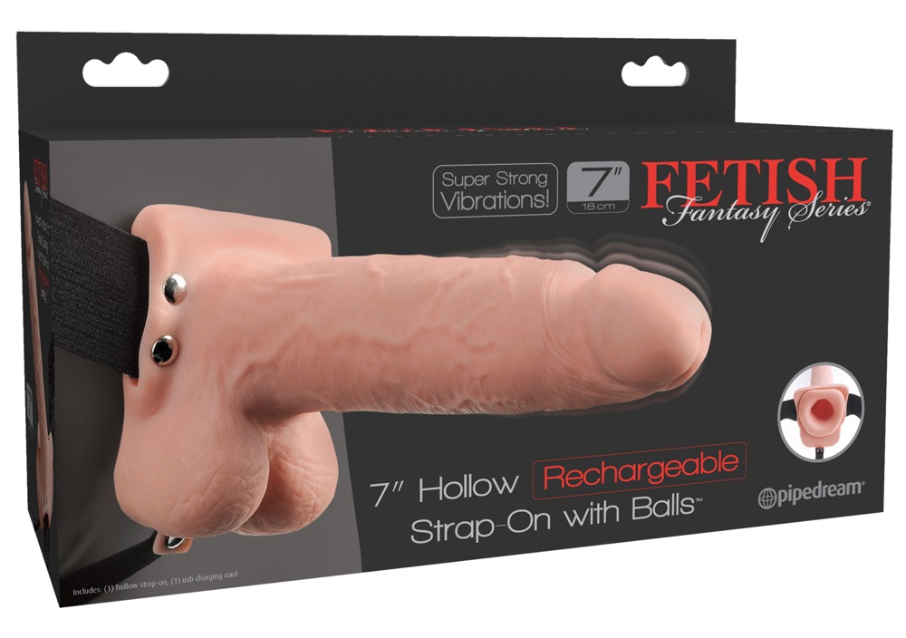 Vibratore ricaricabile strap-on con testicoli